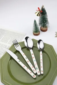 Christmas stainless steel cutlery set knife fork spoon festive tableware holiday gift