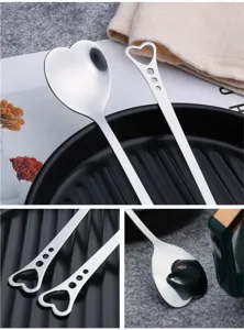 Cuillère en cœur en acier inoxydable café dessert cuillère de mélange cadeau mariage