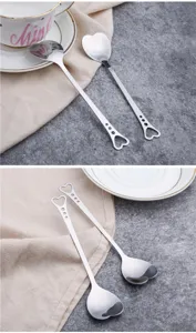 Cuillères en forme de cœur en acier inoxydable pour café, dessert et mariage. Design mignon.