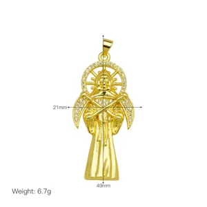Gold Tone Angel Skull Pendant Necklace Fashion Hip Hop Jewelry 21x49mm 6.7g New Gift