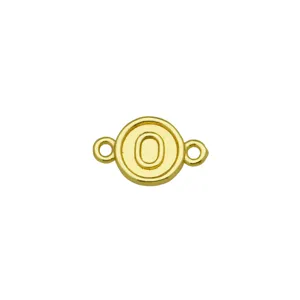 Connettore charm con lettera O rotonda dorata per la creazione di bracciali e gioielli fai da te.