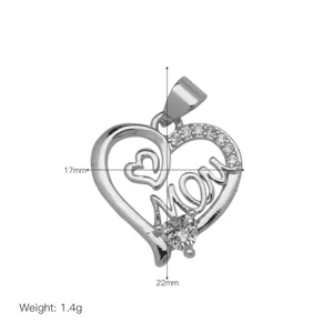 Squisito ciondolo cuore MOM con dimensioni, accessorio di gioielleria per la festa della mamma.