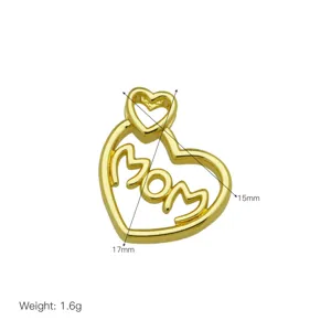 Ciondolo a cuore MOM dorato regalo per festa della mamma accessorio gioiello 17x15mm
