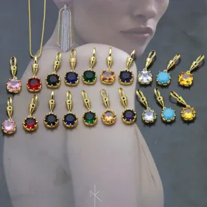 Kupfer Vergoldeter Runder Zirkonia Anhänger Farbige Kleine Geometrische Charms Für DIY Halsketten Schmuck Zubehör Damen Geschenk