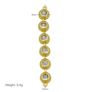 Detailansicht einer vergoldeten Zirkonia Verbindungskomponente mit Maßangaben für Schmuck.