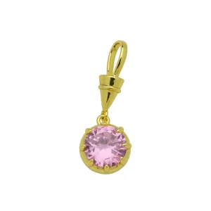 18k vergoldeter Messing rosa Zirkonia runder Anhänger Detail Accessoire edel