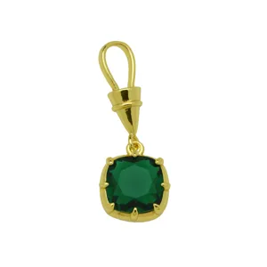 Vergoldeter grüner Zirkon Anhänger, stilvoller minimalistischer Modeschmuck neu.
