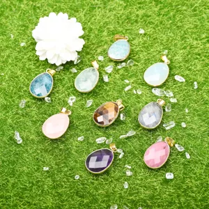 Natürliche Edelstein Tropfen Kristall Anhänger Details, facettiert Kupfer eingefasst DIY Schmuck.