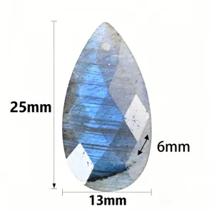 Natur Edelstein Labradorit Tropfen Anhänger facettiert DIY Schmuck Zubehör 25x13mm