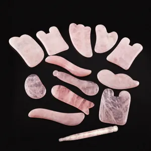 Natural Rose Quartz Gua Sha Board Heart Shaped Facial Massage Tool Butterfly Fish S-Shaped Scraping Plate Beauty Skin Care Manual Massager