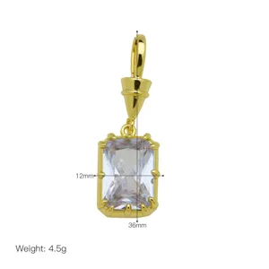 Elegant 18K gold plated pendant featuring a sparkling square cubic zirconia crystal stone.
