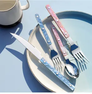 Bestekset van roestvrij staal met parelmoer handvat, elegant servies voor mooie tafel.