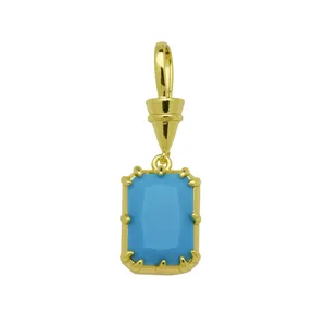 Square Colored Zircon 18K Gold Plated Minimalist Necklace Pendant Accessory Charm