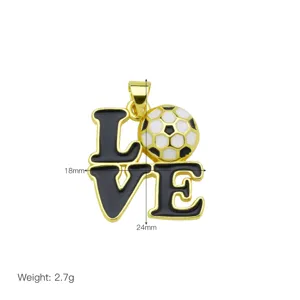 Gold plated enamel LOVE football pendant charm sports necklace fashion jewelry accessories