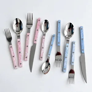 Luxe Léger 304 Acier Inoxydable Service de Vaisselle Couteau Fourchette Cuillère Poignée Motif Coquillage Résine Couverts