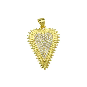 Vergoldeter Herzanhänger mit Zirkonia Punk Charm Halskette Damen Schmuck Zubehör