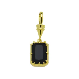 Exquisite 18k gold plated copper square black zircon necklace pendant for stylish daily wear.