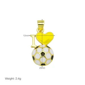 Colorful enamel love soccer pendant necklace accessory for sports fans fashion jewelry gift