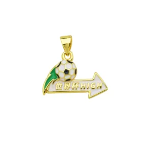 Gold plated football arrow pendant colorful oil drip sports necklace accessory wholesale