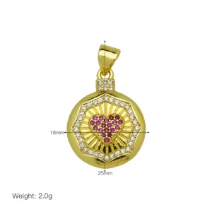 18K Vergoldet Kupfer Bunte Zirkonia Herz Anhänger Halskette Modeschmuck Damen Mode
