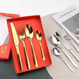 Set di posate in acciaio inossidabile dorato 4 pezzi coltello forchetta cucchiaio