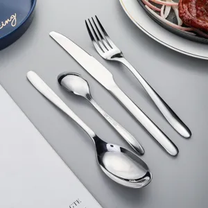 Set de couverts 4 pièces en acier inoxydable, coutellerie moderne pour cuisine avec couteau.