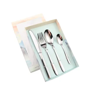 Set di posate classico in acciaio inossidabile da 4 pezzi con confezione regalo per bistecca.