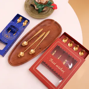 Stainless Steel Rose Flower Long Handle Stirring Spoon Fruit Fork Gift Box Set