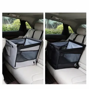Pet car seat for small medium dogs, breathable mesh foldable pet carrier bag durable fabric.
