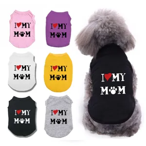 Cute dog vest pet clothes breathable summer puppy shirt with letter print for small dogs