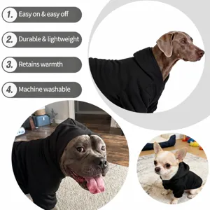 Dog hoodie warm winter pet clothes for small medium dogs comfortable black dog apparel