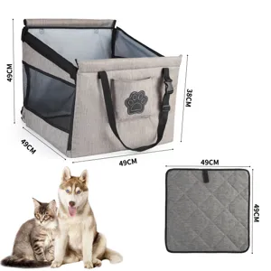 Grey foldable pet car seat and mat with breathable mesh, ideal for small and medium dogs.