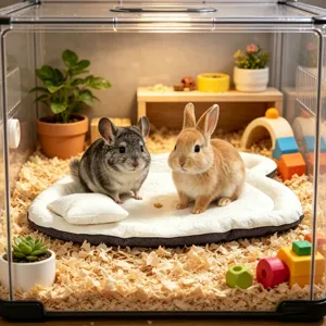 Small Pet Summer Cooling Nest Soft Polyester Fiber Filling Cute Bear Pattern With Pillow For Guinea Pig Rabbit Ferret Small Animal Bedding