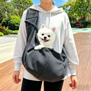 Breathable Canvas Pet Sling Bag Portable Foldable Single Shoulder Carrier For Small Cats And Dogs Outdoor Travel