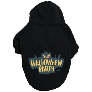 Sweat à capuche noir pour chien Halloween vêtement animal de compagnie détail, mode style.