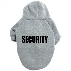 Grey pet dog hoodie clothes with security text for small and large dogs comfortable daily wear