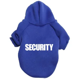 Blue pet dog hoodie with security print comfortable casual pet apparel for small and large dogs