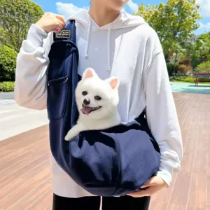 Pet sling carrier bag for small dogs and cats, portable single shoulder outdoor travel bag.