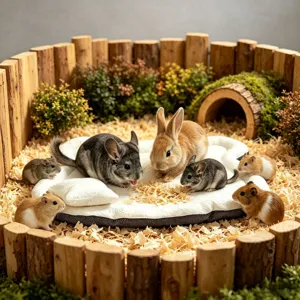 Cute small pet summer bed with soft filling, cute bear pattern and pillow for guinea pig rabbit