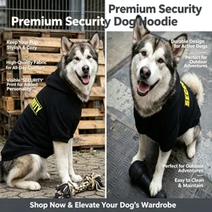 Premium security dog hoodie for large dogs, comfortable black pet sweatshirt apparel.