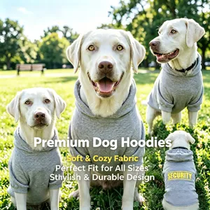 Cozy grey dog hoodie for medium and large dogs, warm and stylish pet apparel for daily wear.