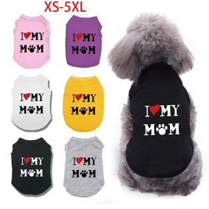 Breathable Cotton Dog Vest Summer Pet Clothes Heart Paw Print Puppy Tank Top Apparel For Small Medium Dogs Pet Supplies