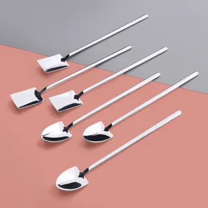 Ensemble cuillère pelle en acier inoxydable, cuillère longue pour café et glace.