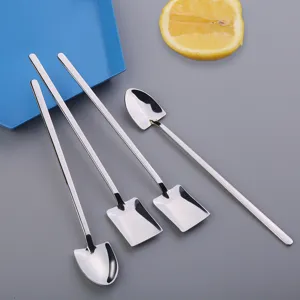 Cuillère créative en acier inoxydable 304 à long manche pelle café dessert mélange