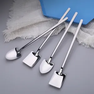 Cuillère pelle en acier inoxydable long manche café glace cuillère à mélanger principale