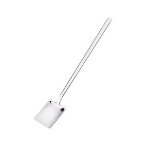 Cuillère en forme de pelle en acier inoxydable, long manche café dessert vue principale