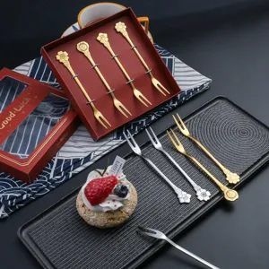 Elegante set di forcine per frutta e cucchiaini da dessert in acciaio inossidabile