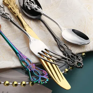 Set de couverts en acier inoxydable vintage fourchette cuillère couteau style européen