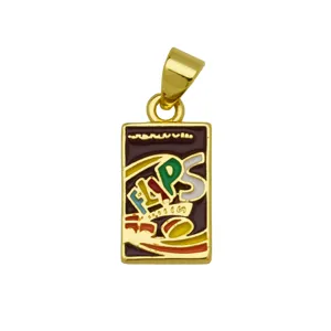 Gold-plated enamel snack logo pendant necklace fashion accessory charm gift for women