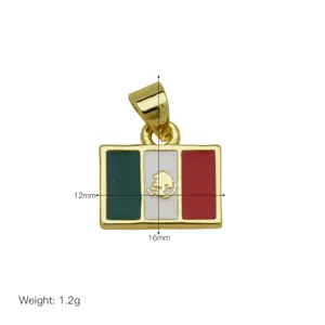 Mexico flag pendant gold metal drop oil enamel national flag necklace charm jewelry accessory